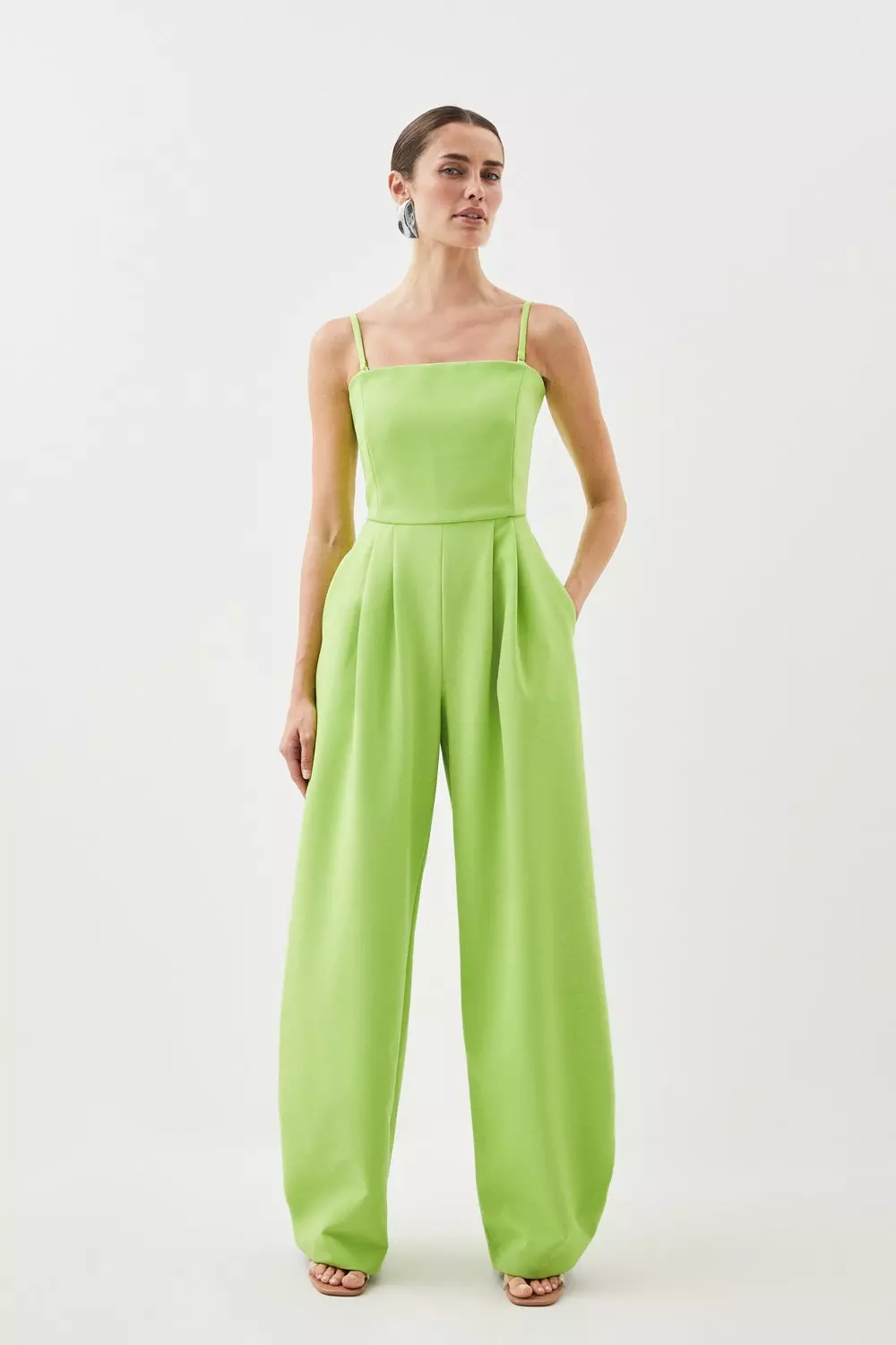 Compact Stretch Tux Bandeau Wide Leg Jumpsuit | Karen Millen