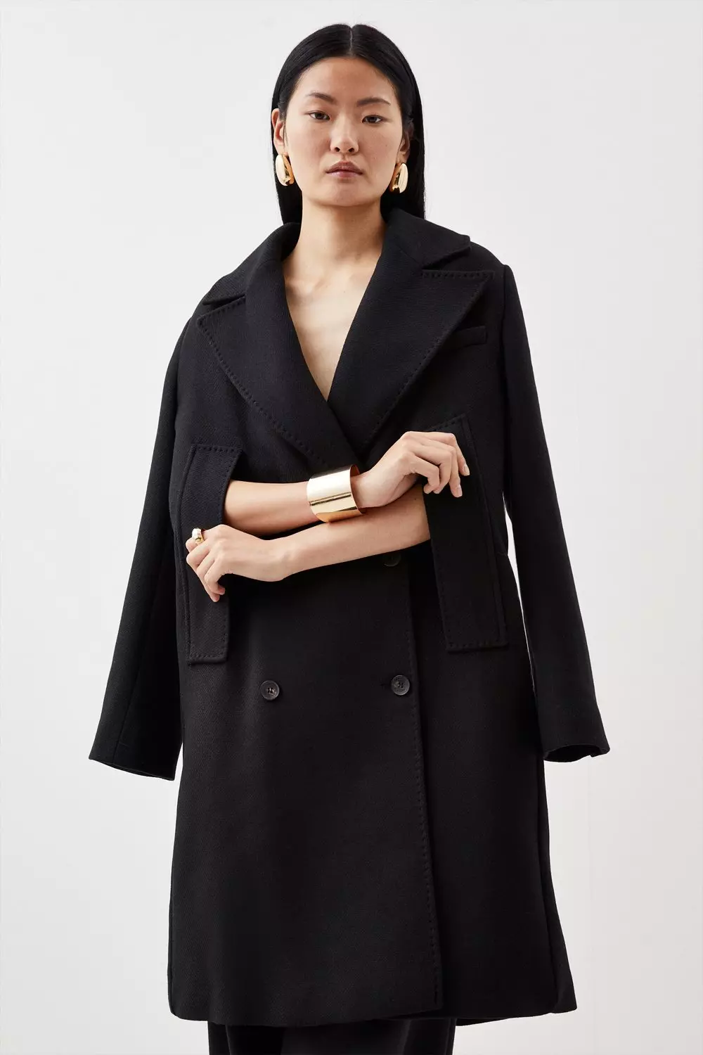 Wool Crepe Cape-Sleeve Coat - Women - Ready-to-Wear