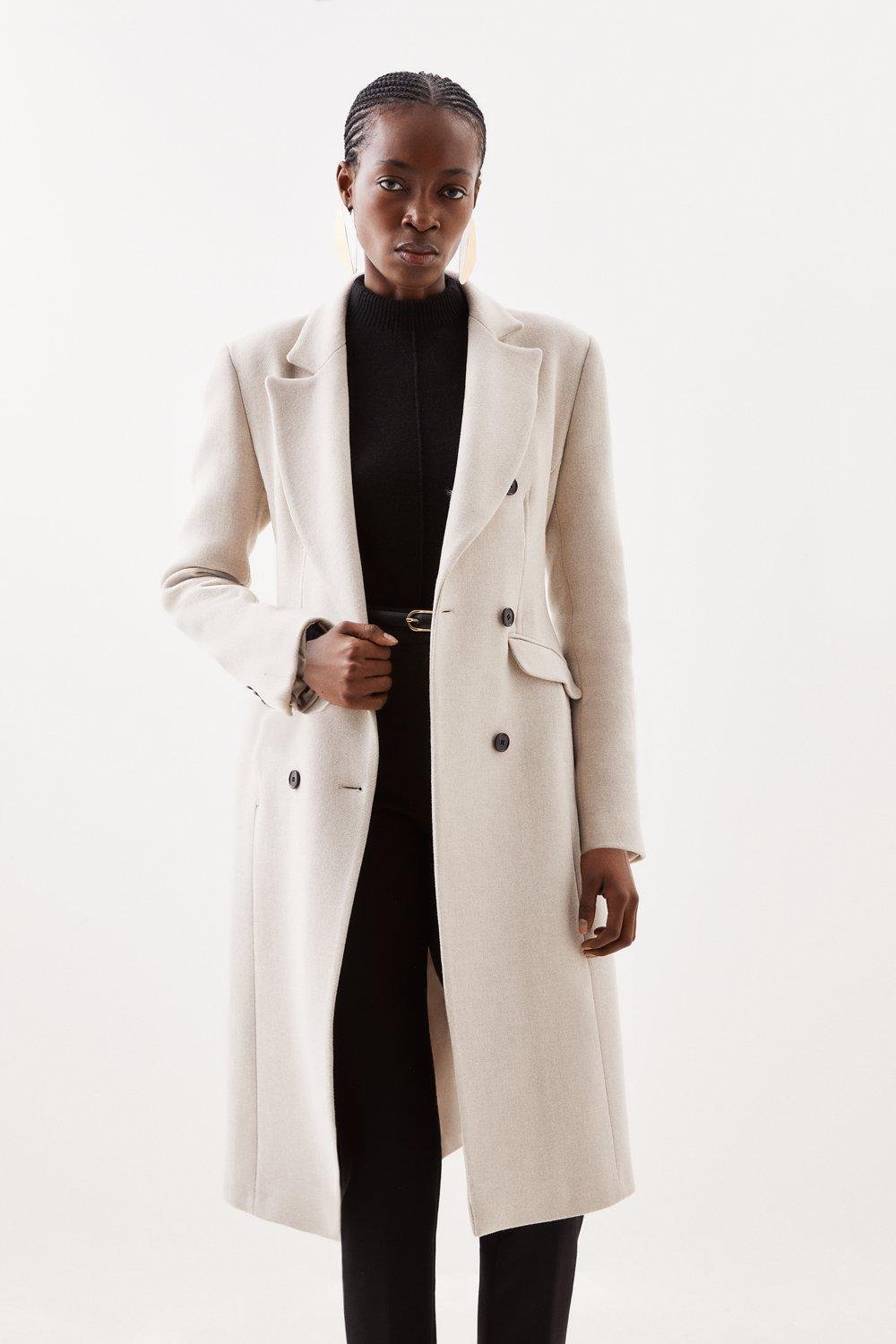 Long cream wool womens on sale coat