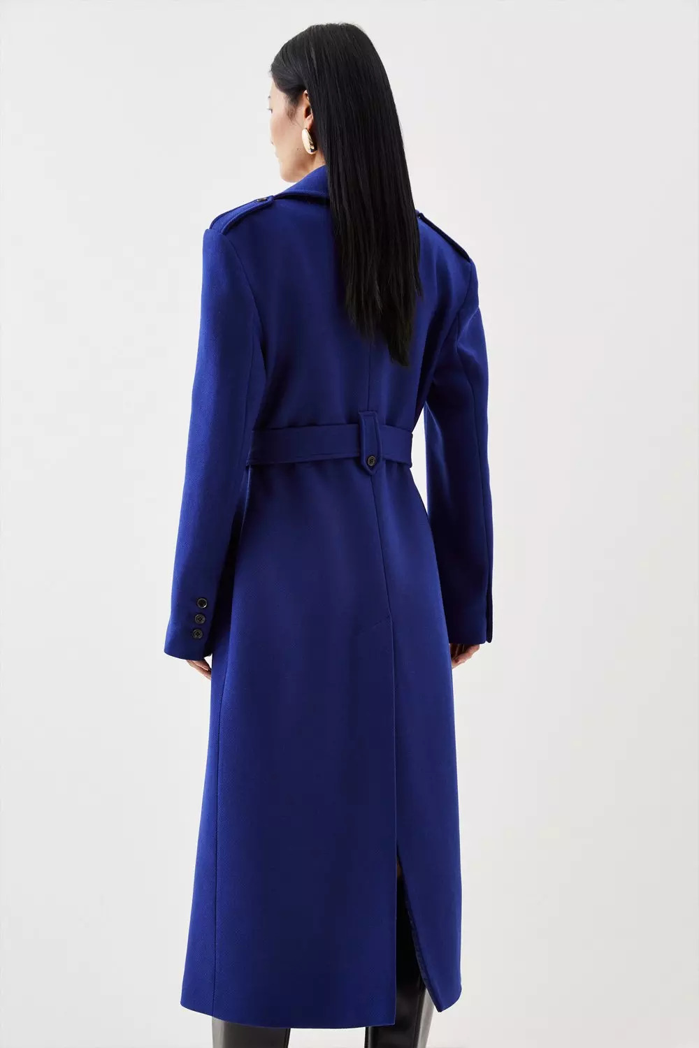 Italian Manteco Wool Strong Shoulder Coat | Karen Millen