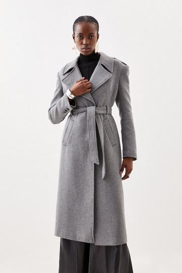 Grey Italian Wool Mix Strong Shoulder Coat