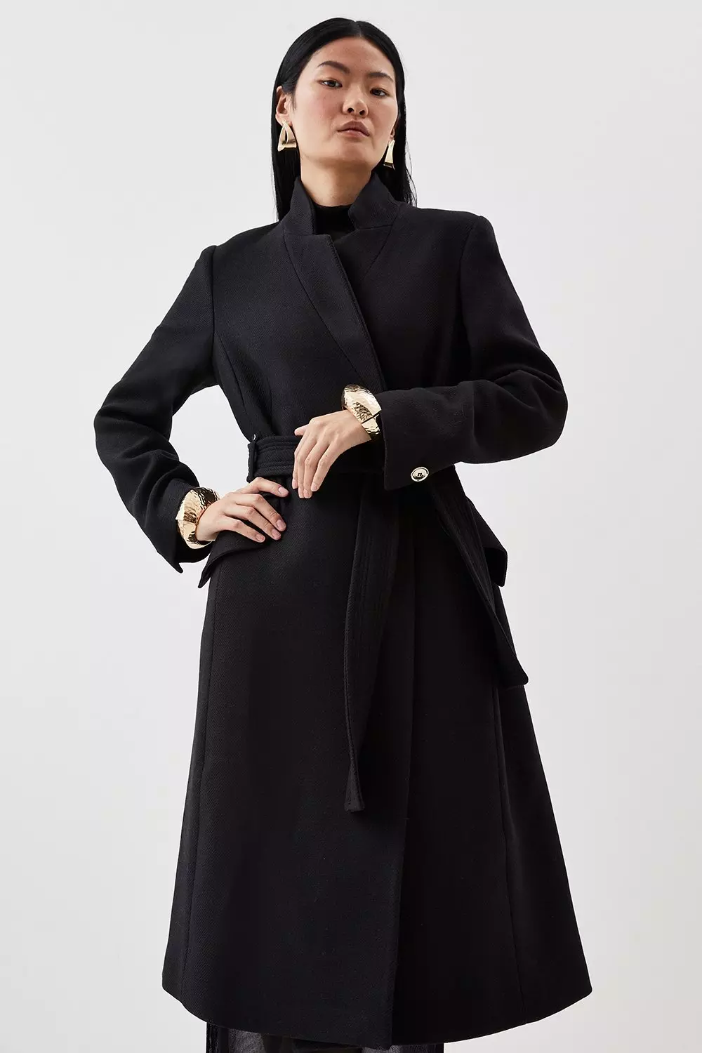 Karen millen 2025 black wool coat