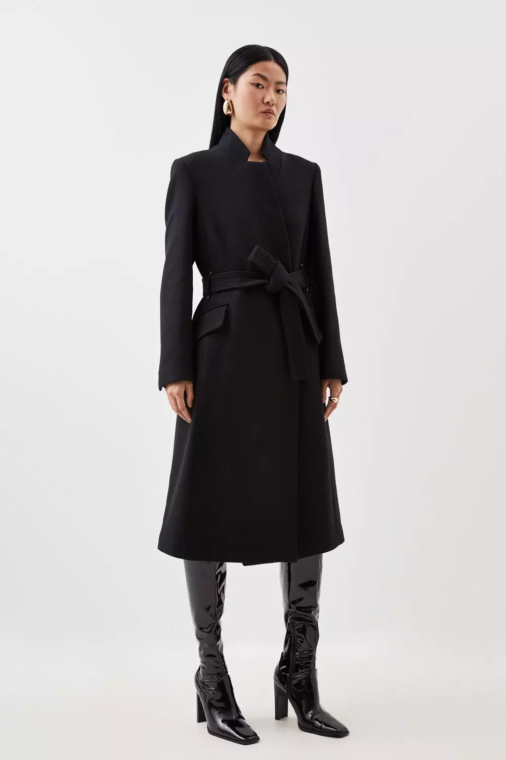 Black midi 2025 wool coat