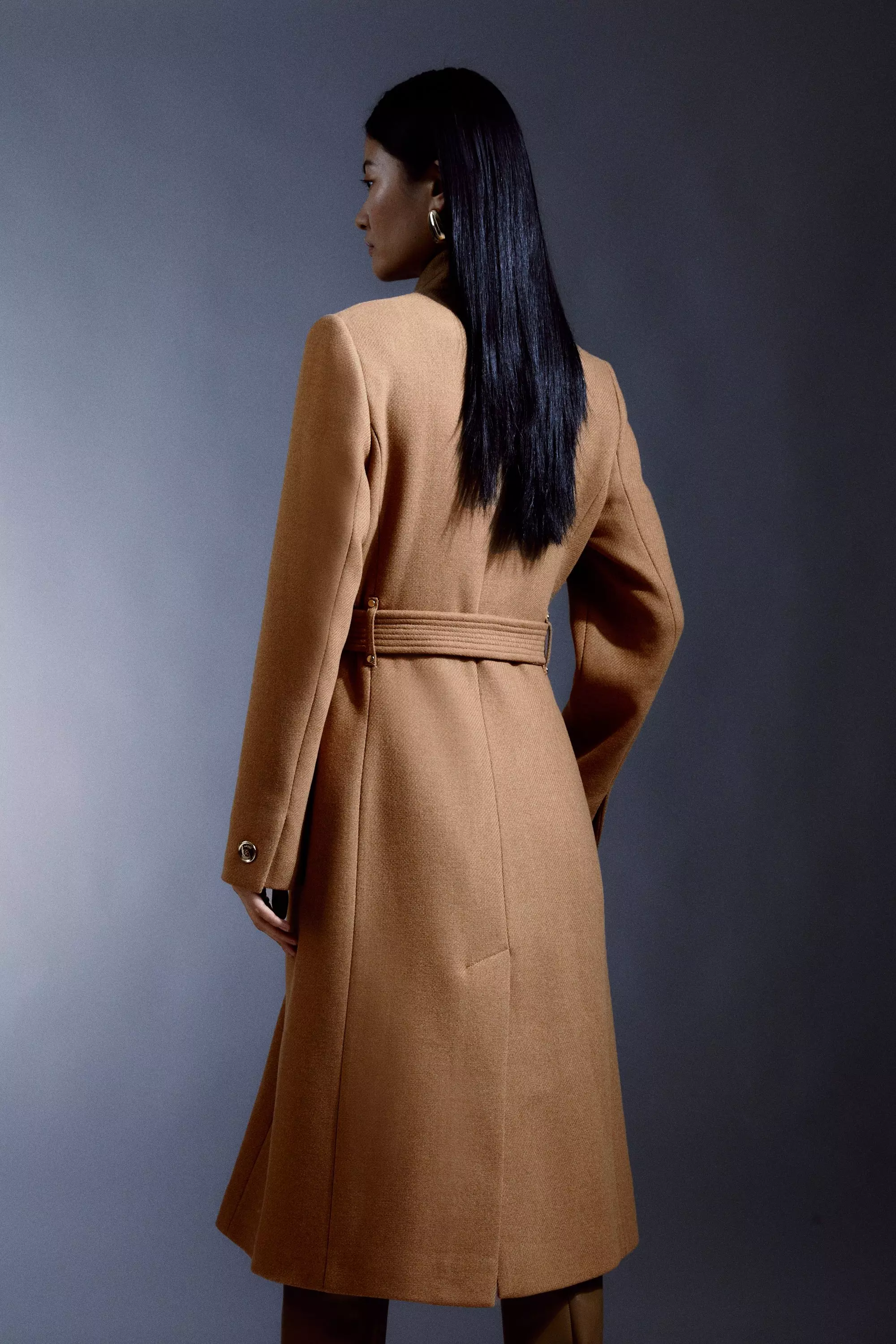 Italian Wool Cashmere Forever Notch Neck Midi Coat | Karen Millen