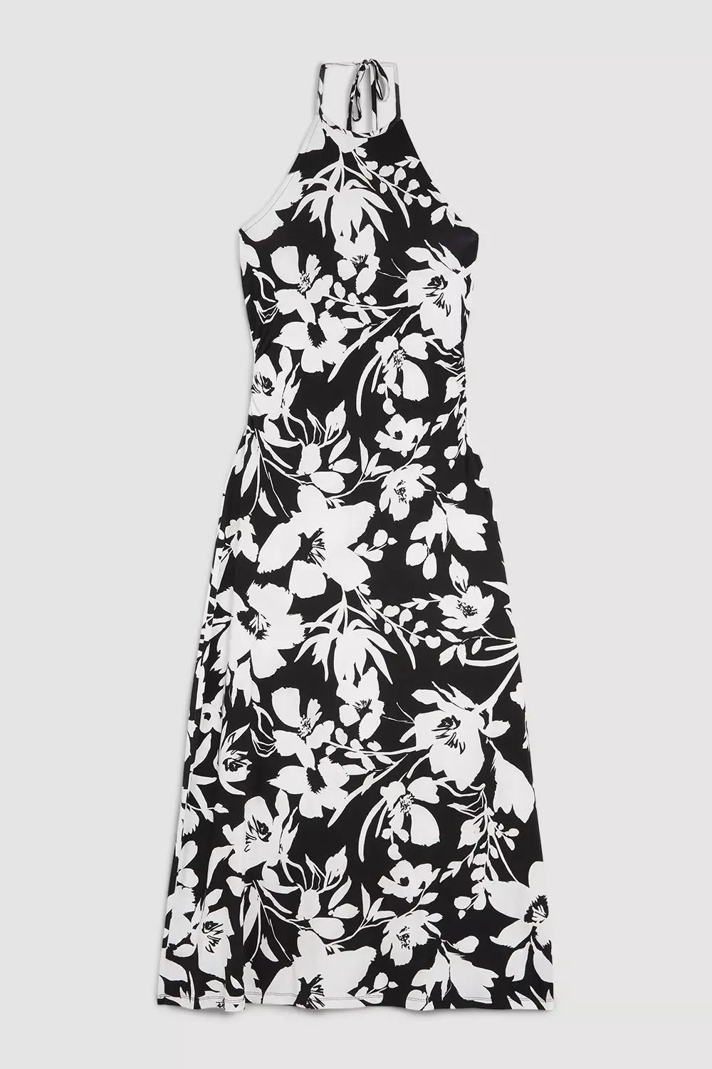 Floral Printed Morocain Woven Collared Midaxi Dress