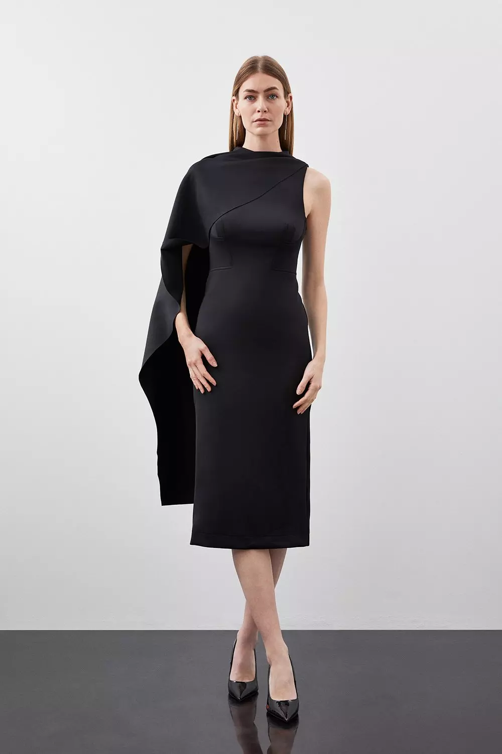 Karen millen black midi hot sale dress