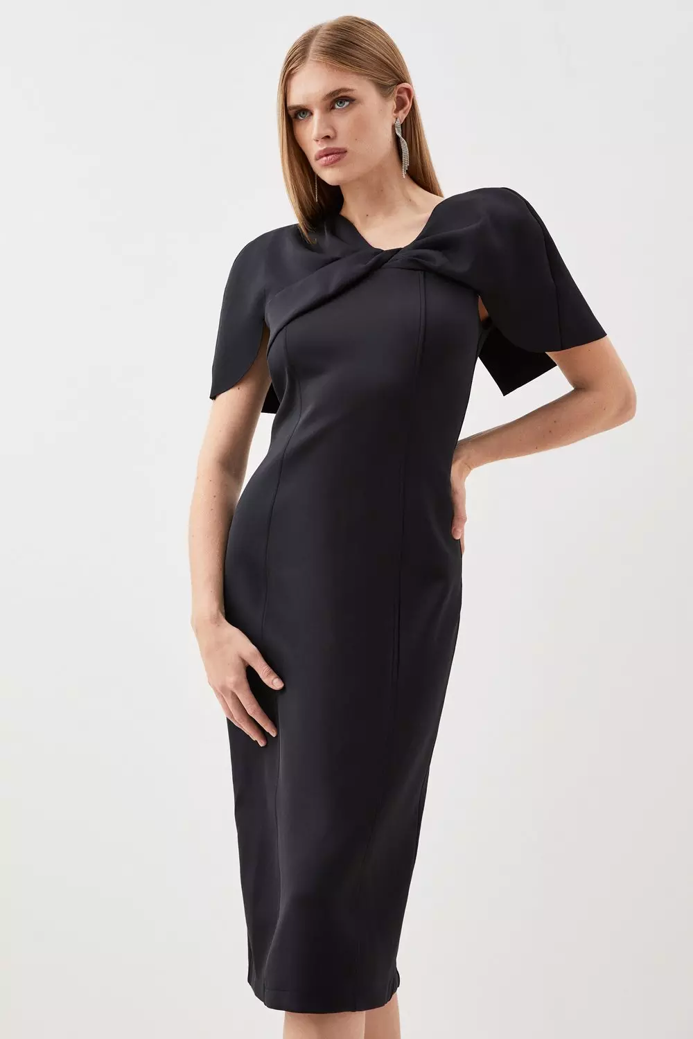 Black scuba shop midi dress