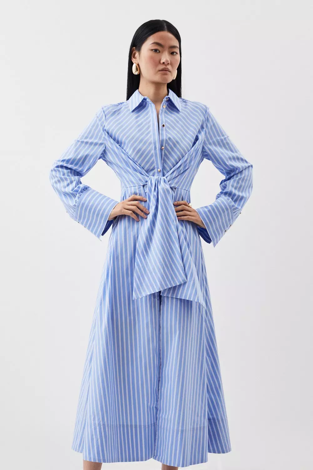 Midi striped shirt outlet dress