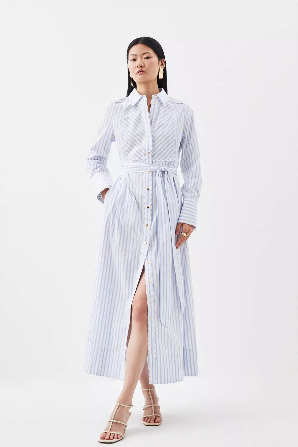 Maxi striped shirt dress sale