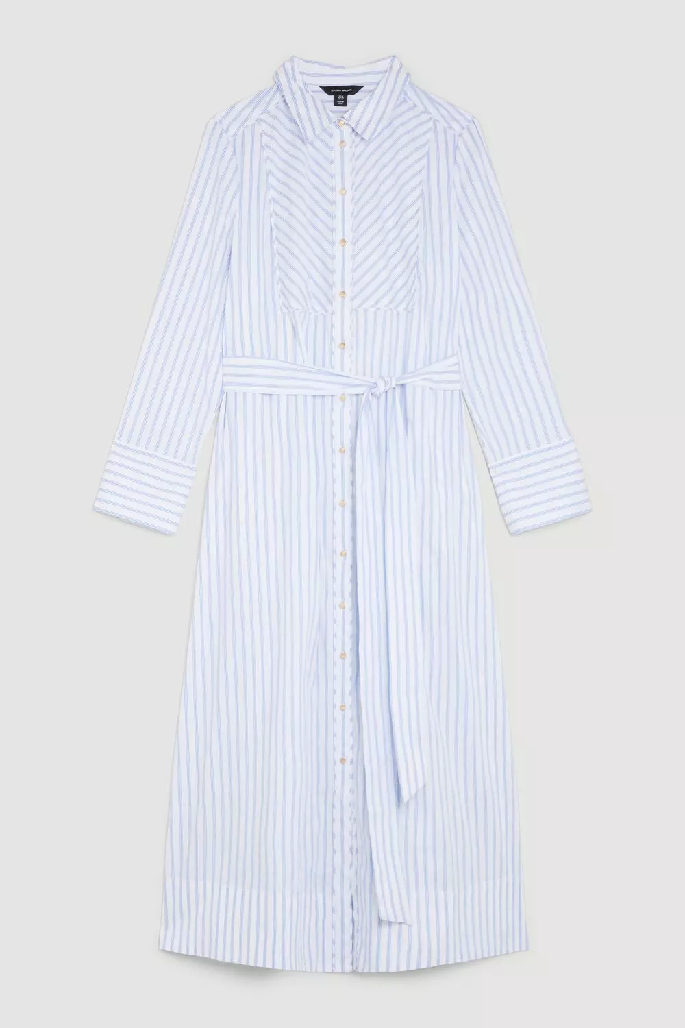 Plus Size Cotton Stripe Belted Shirt Dress | Karen Millen