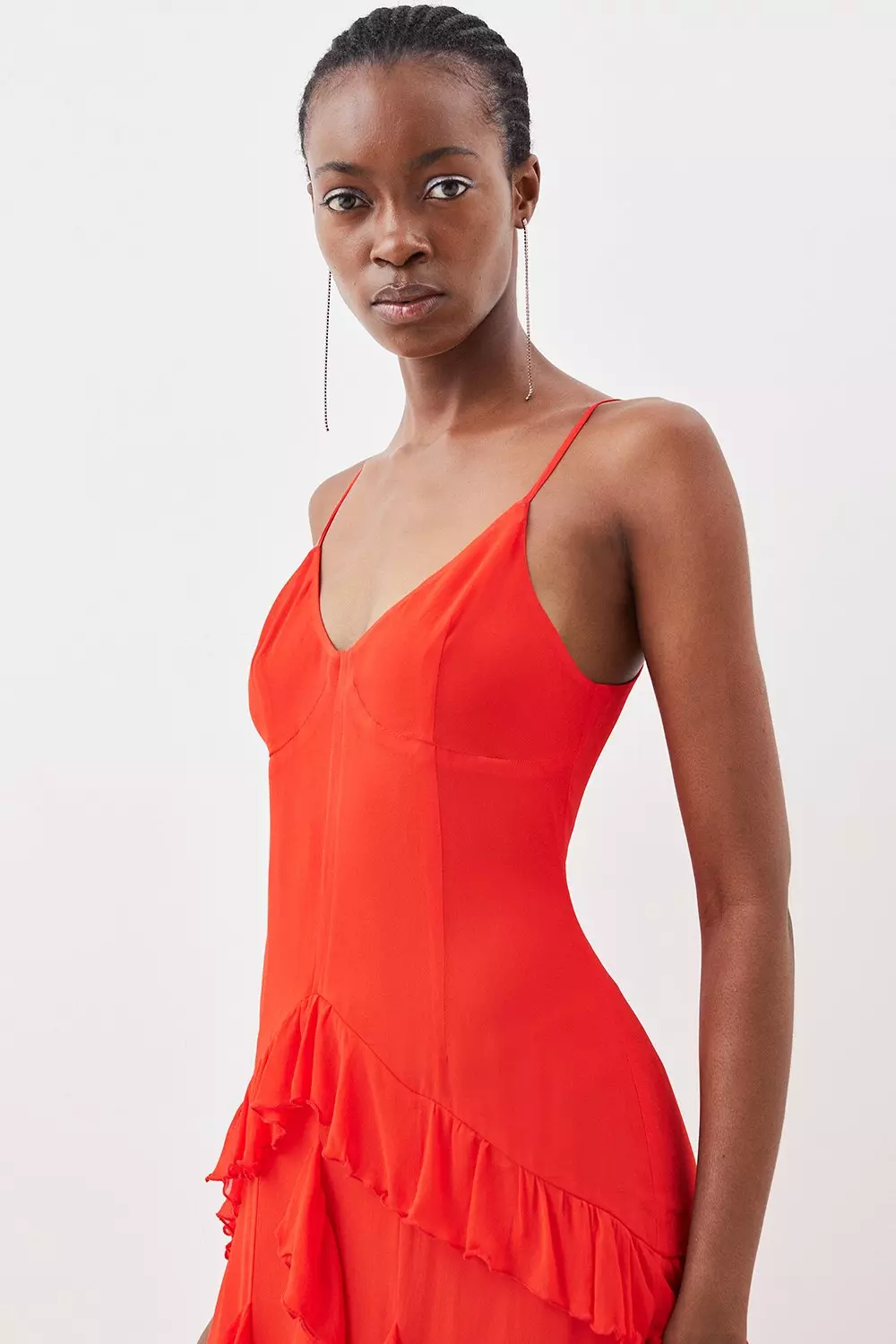 Karen millen orange outlet ruffle dress