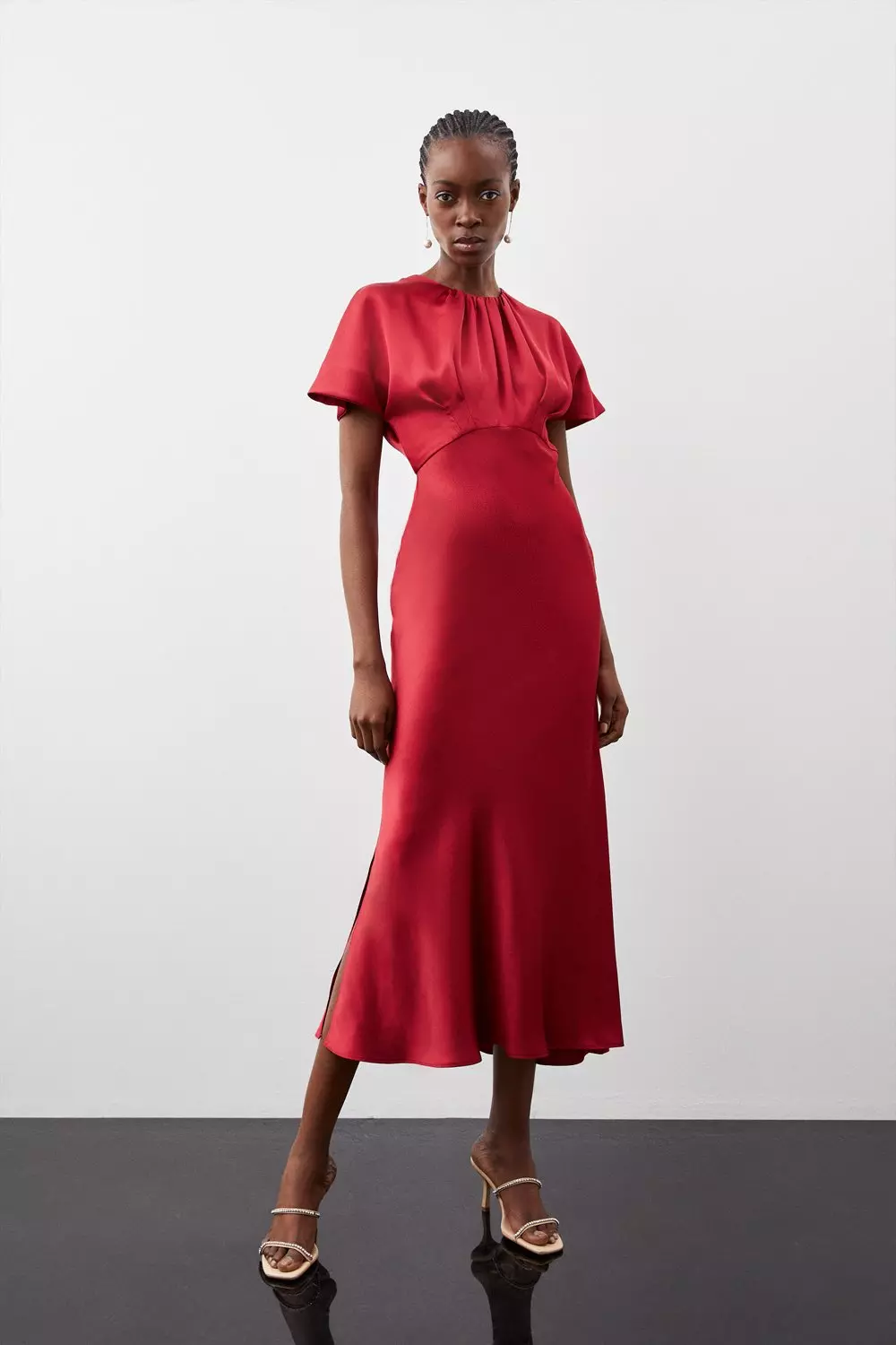 Satin Back Crepe Tailored Maxi Column Dress Karen Millen