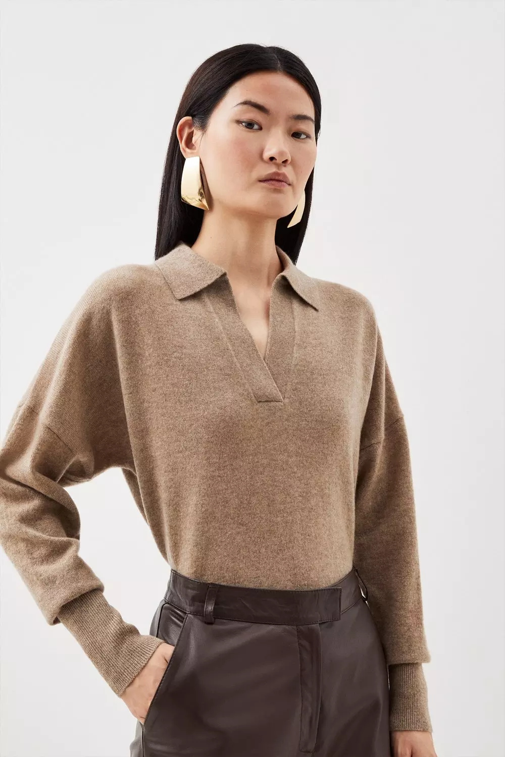 Cashmere Collared Knit Jumper Karen Millen