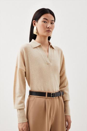 Cashmere Collared Knit Jumper oatmeal