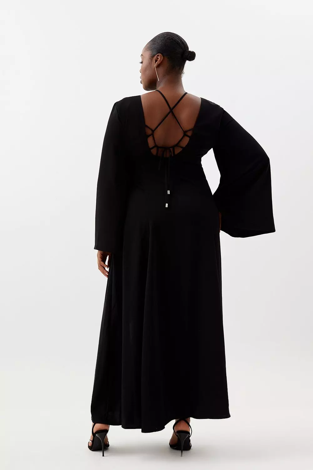 Bell sleeve long hot sale dress plus size