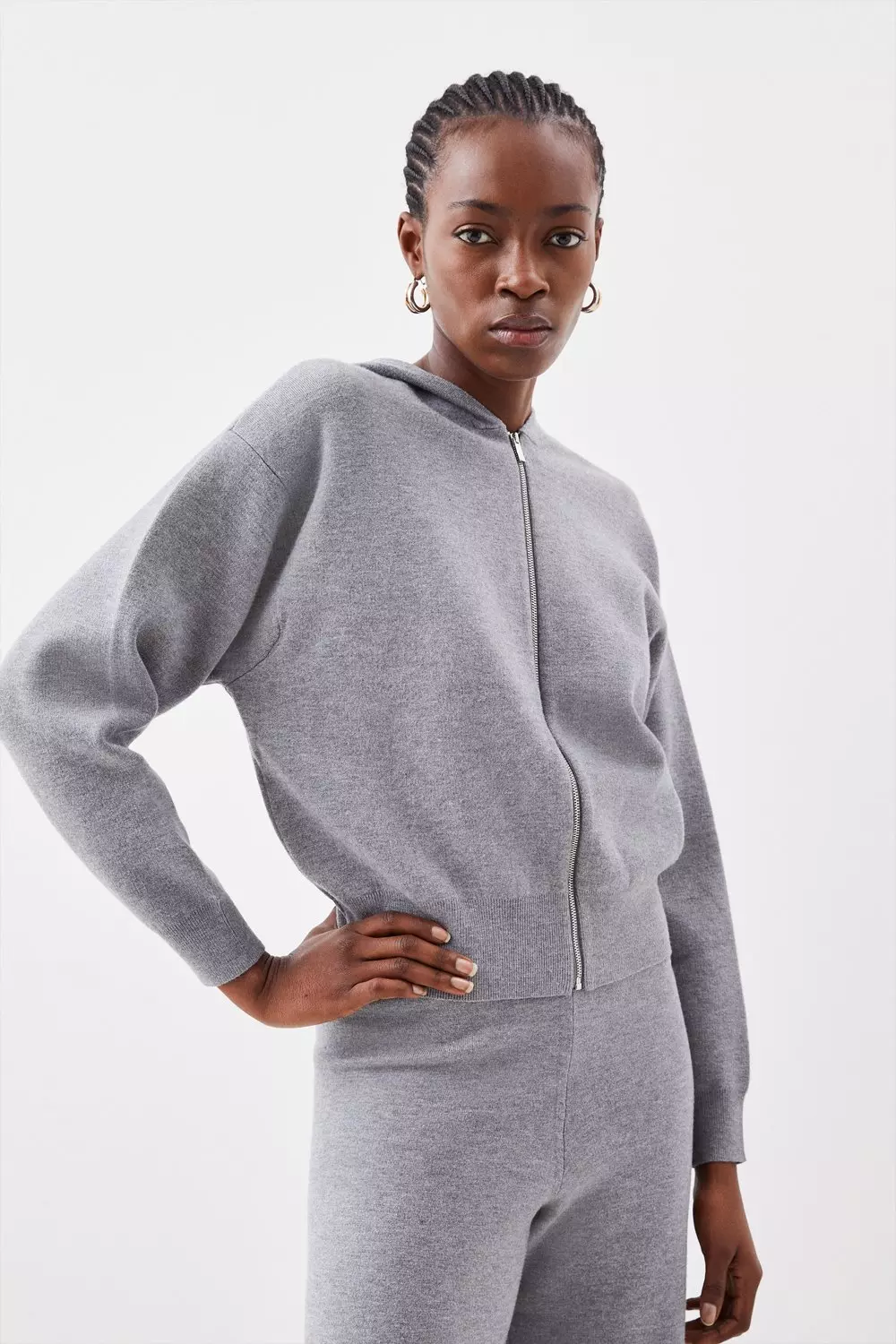 Premium Velour Cropped Zip Up Hoodie