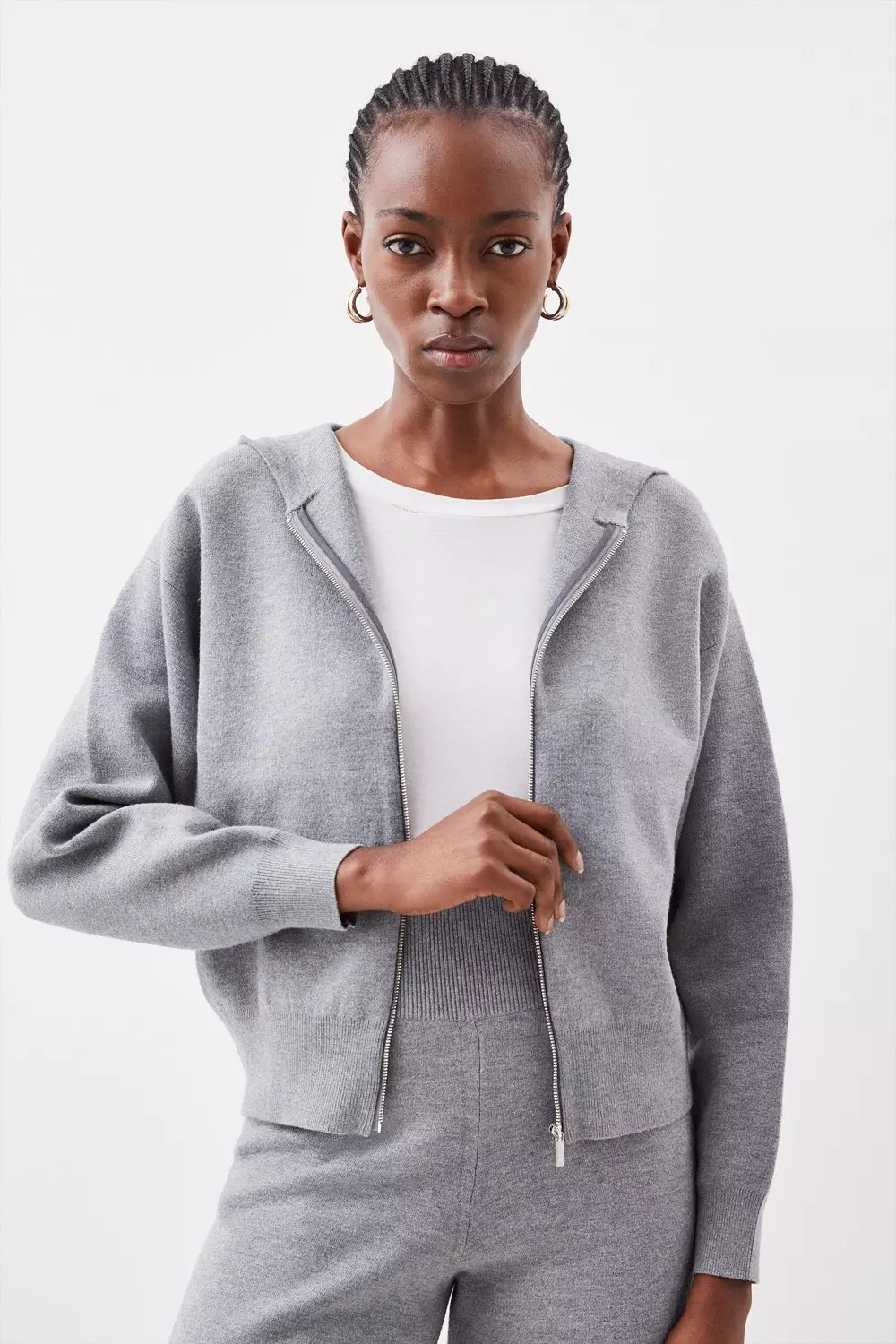 Grey cropped hoodie cheap zip