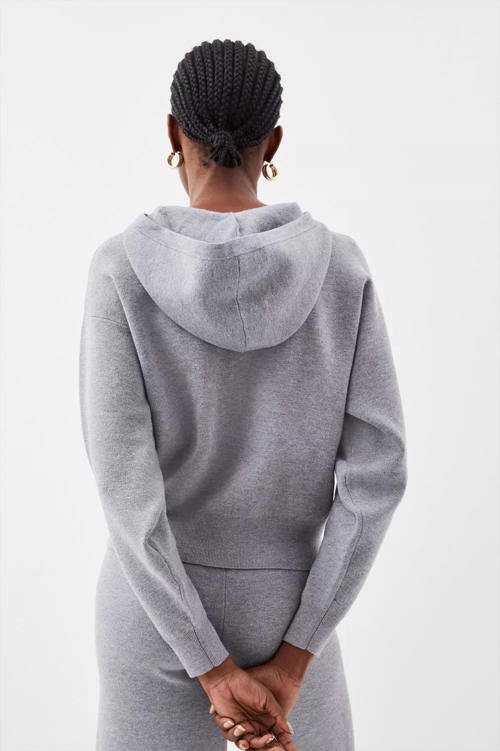 Compact Wool Look Zip Through Smart Hoodie Karen Millen