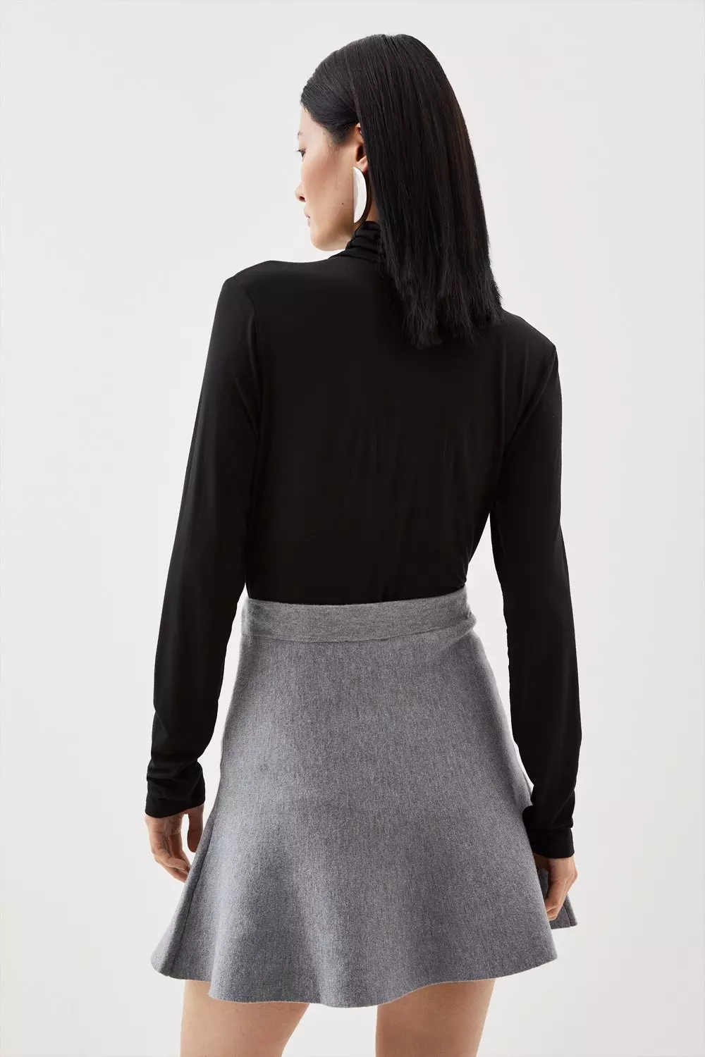 Black Knit Pleated Flippy Mini Skirt