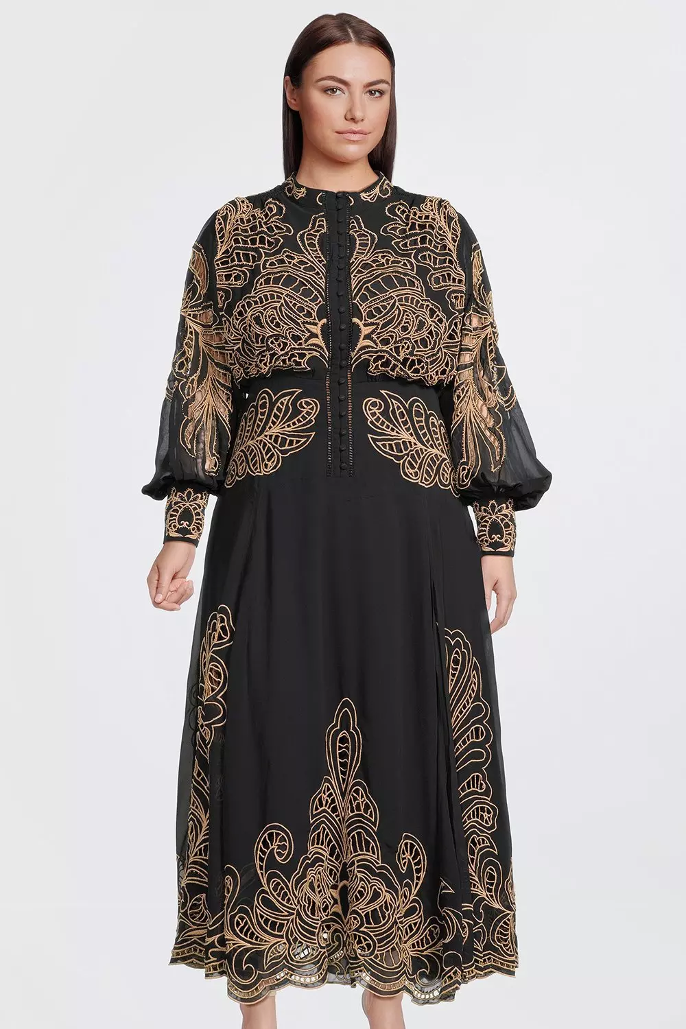 Karen millen embroidered midi dress sale