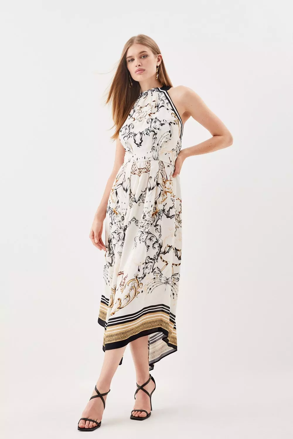 Crepe Halter Strappy Midi Dress Karen Millen