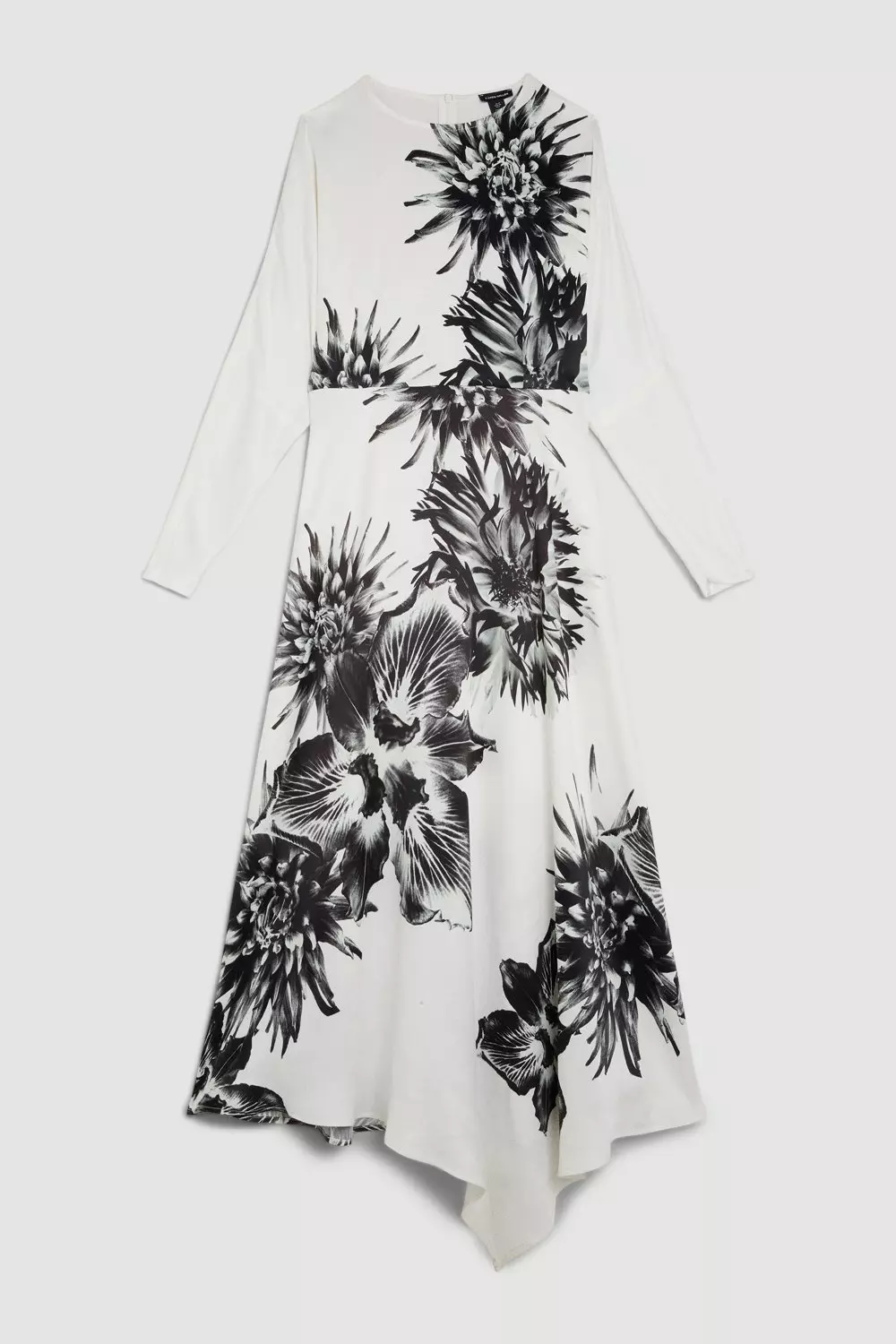 Satin Crepe Floral Long Sleeve Woven Maxi Dress | Karen Millen