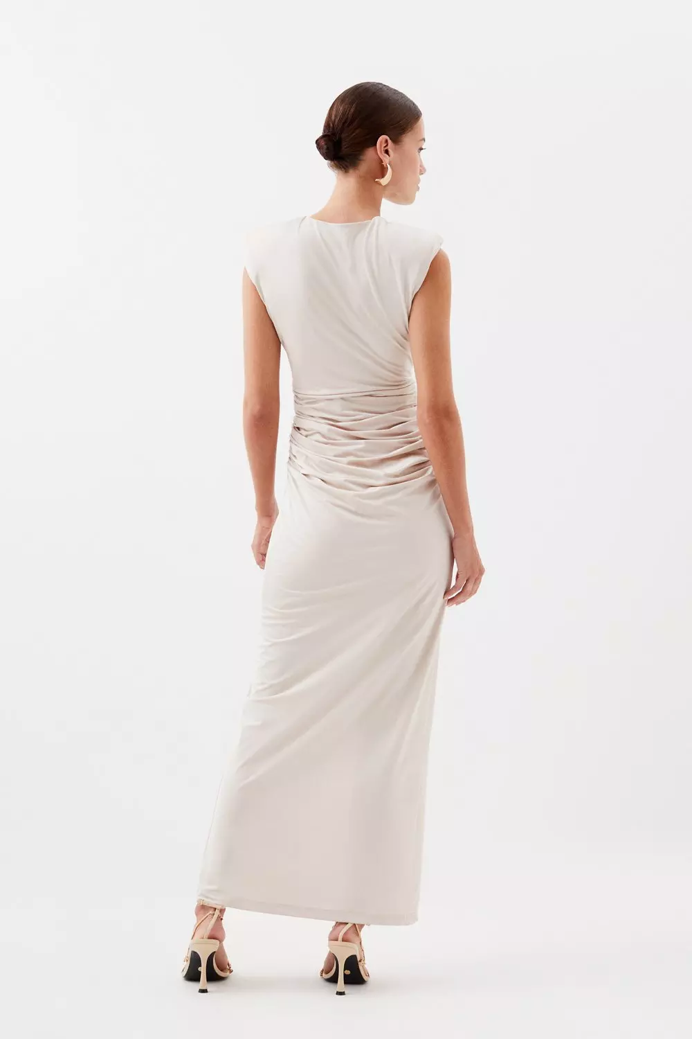 Petite Jersey Crepe Draped Plunging Midi Dress Karen Millen