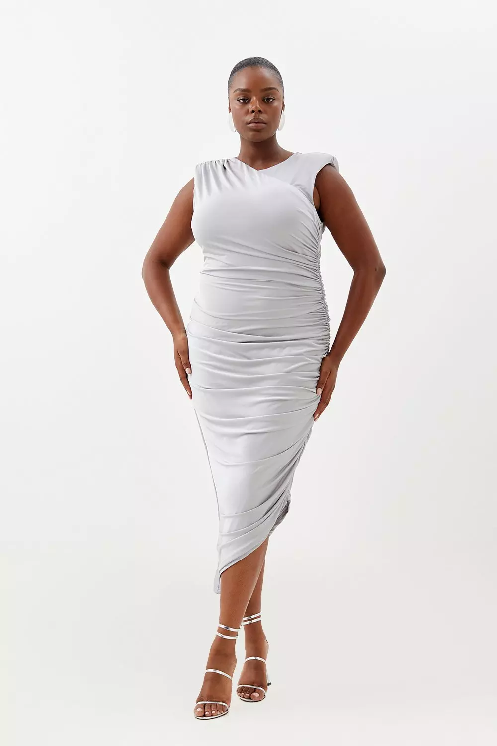 Plus Size Jersey Crepe Draped Midi Dress Karen Millen