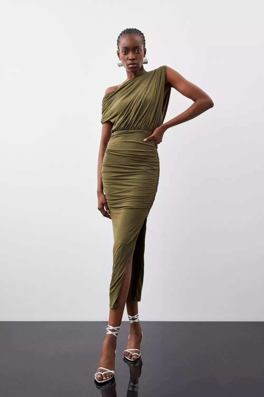 Khaki jersey maxi clearance dress