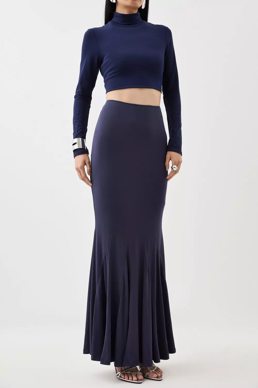 Ruched jersey 2025 skirt navy