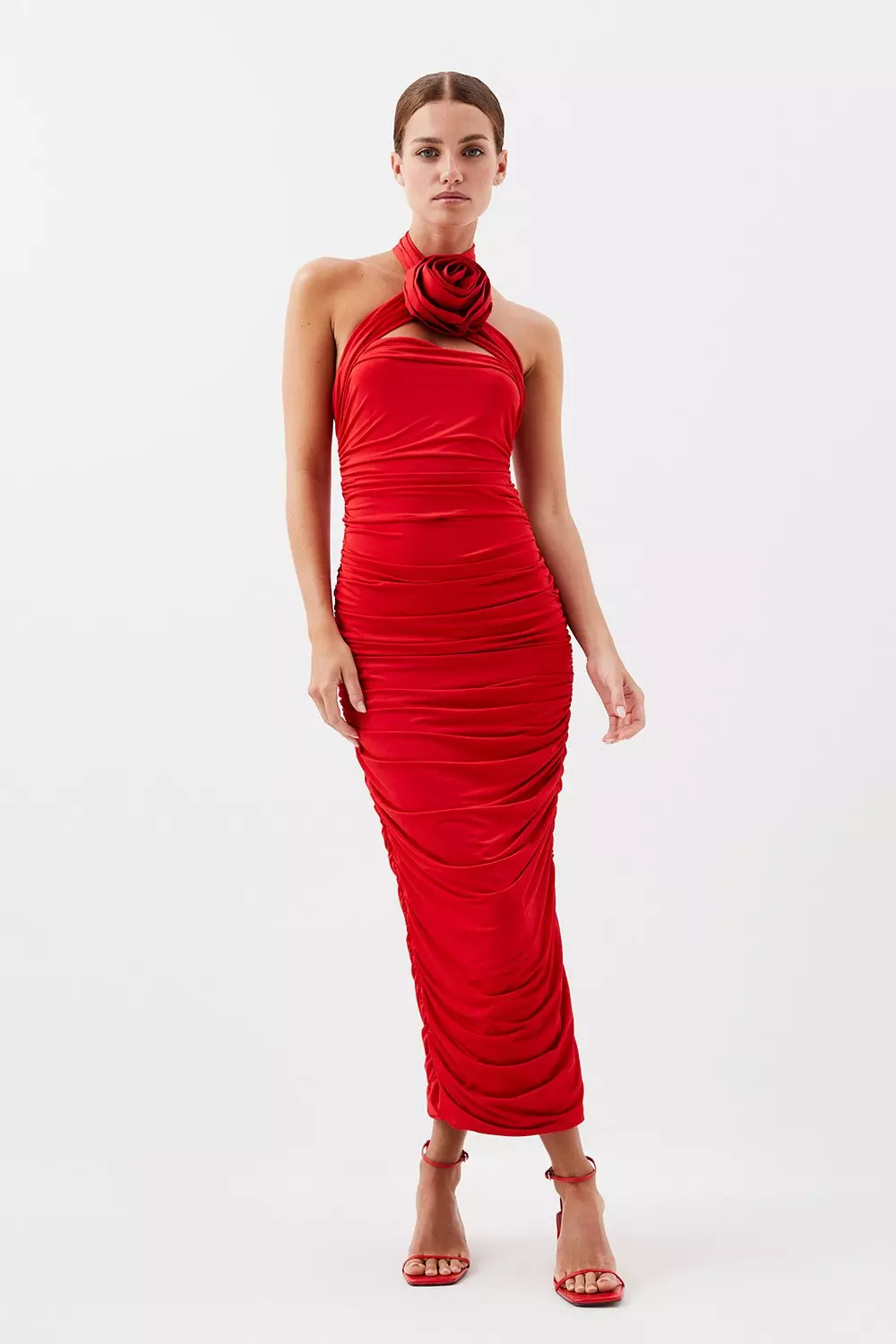 Karen millen red hot sale midi dress