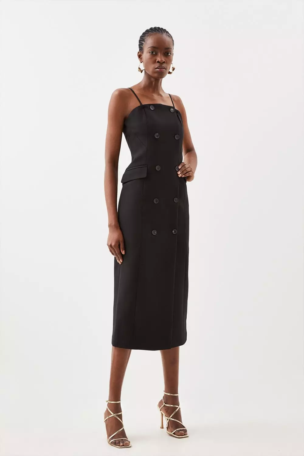 Black tailored shop midi dress