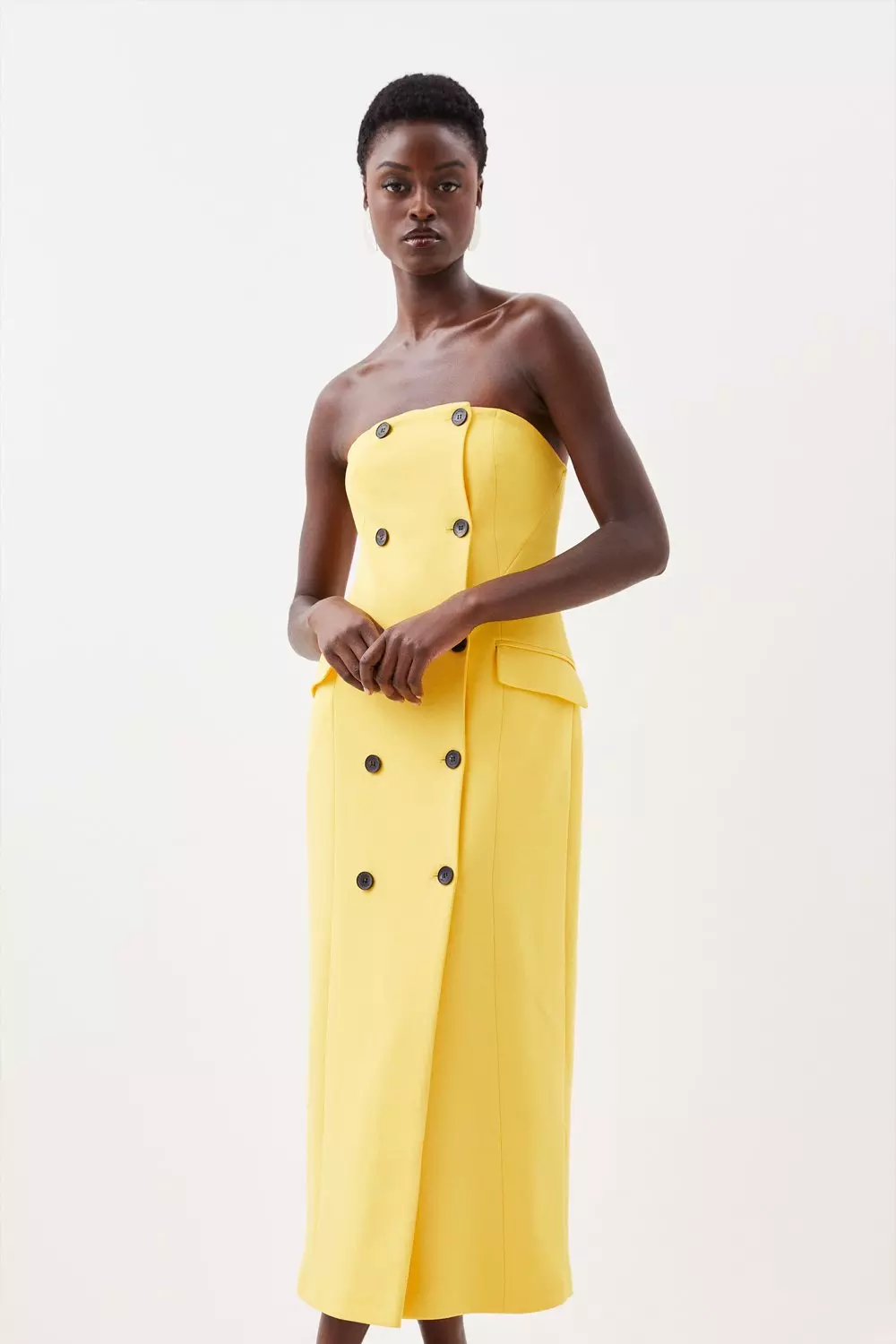 Karen millen yellow midi dress sale