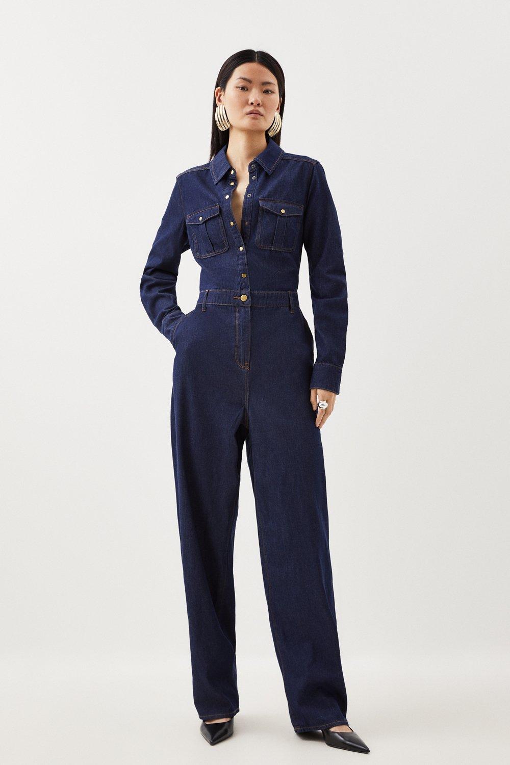 OWN Long Sleeve Denim Jumpsuit