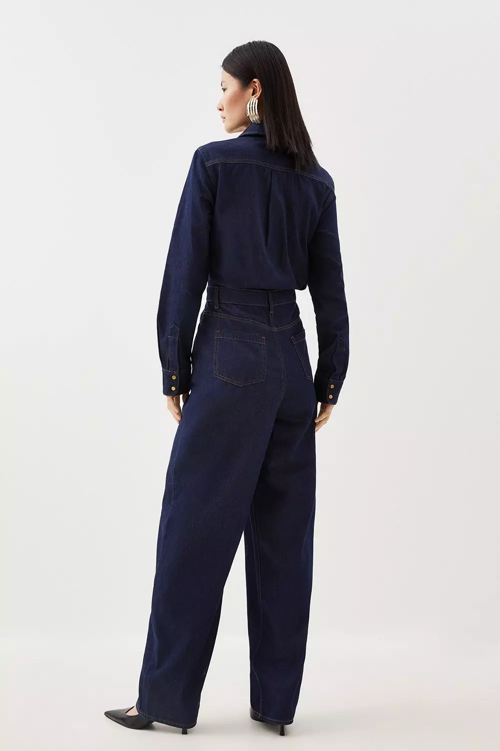 OWN Long Sleeve Denim Jumpsuit