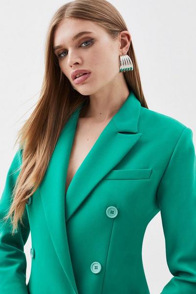 Women Fall Mint Green Blazer Double Breasted With Gold Buttons Slim Coat  Jacket