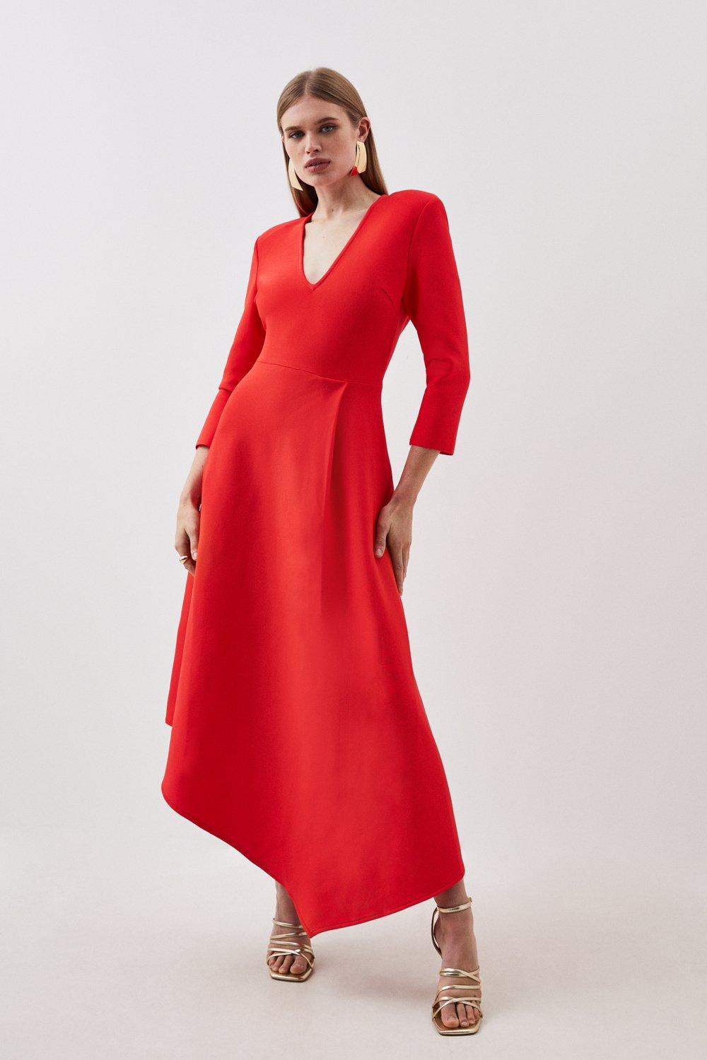 Bandage Figure Form Knit Belted Asymmetric Midaxi Dress | Karen Millen