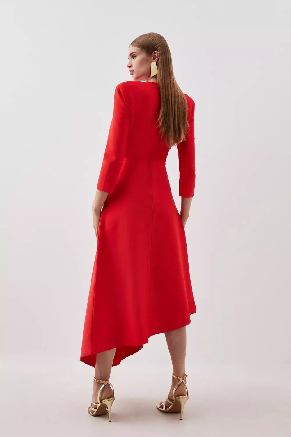 Bandage Figure Form Knit Belted Asymmetric Midaxi Dress | Karen Millen