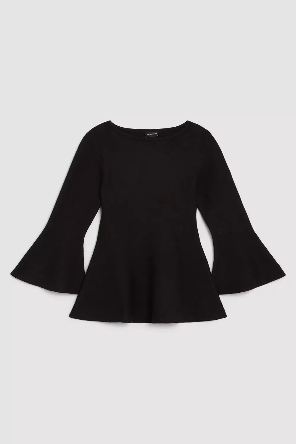 Compact Wool Look Knit Bell Sleeve Top | Karen Millen