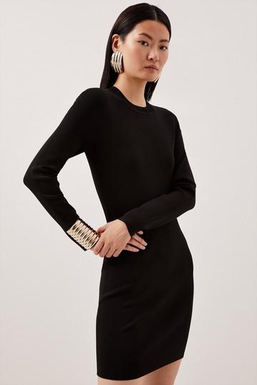 Viscose Blend Body Contouring Knit Mini Dress black