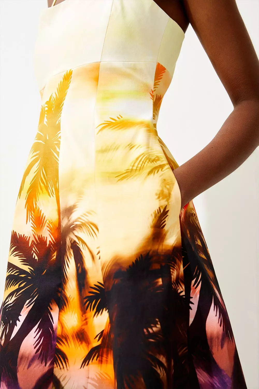 Tailored Scenic Print Strappy Mini Dress