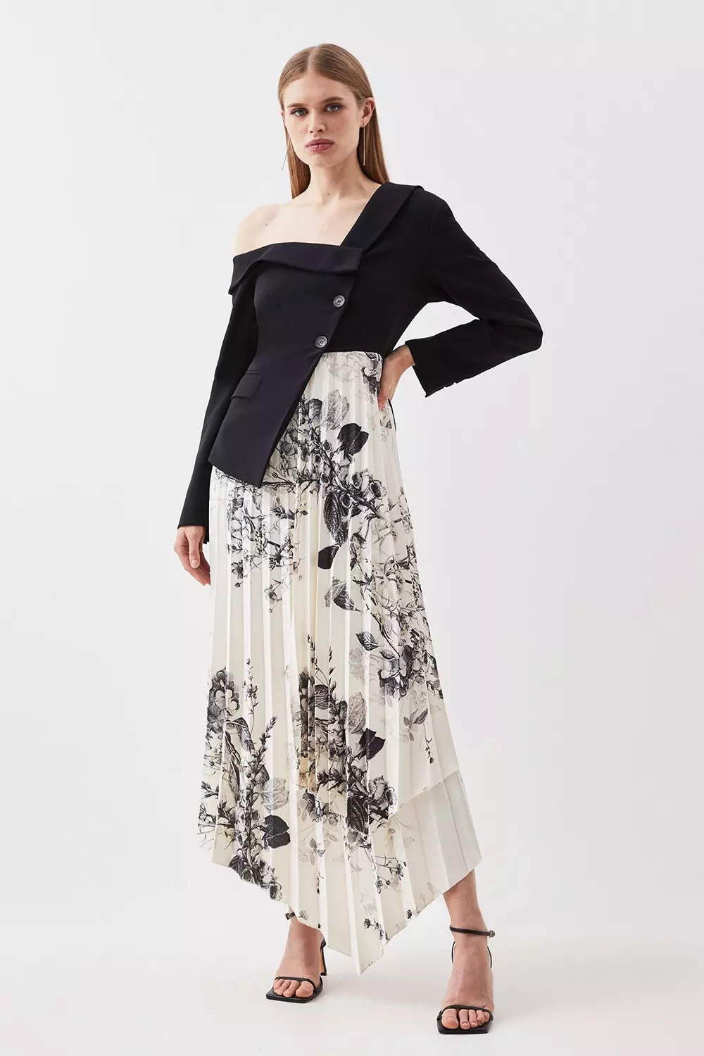 Asymmetrical Pleat Crepe Midi Skirt - Women - Ready-to-Wear