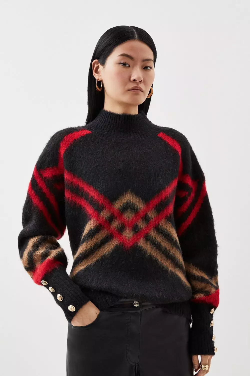 Eloise brushed jacquard-knit sweater