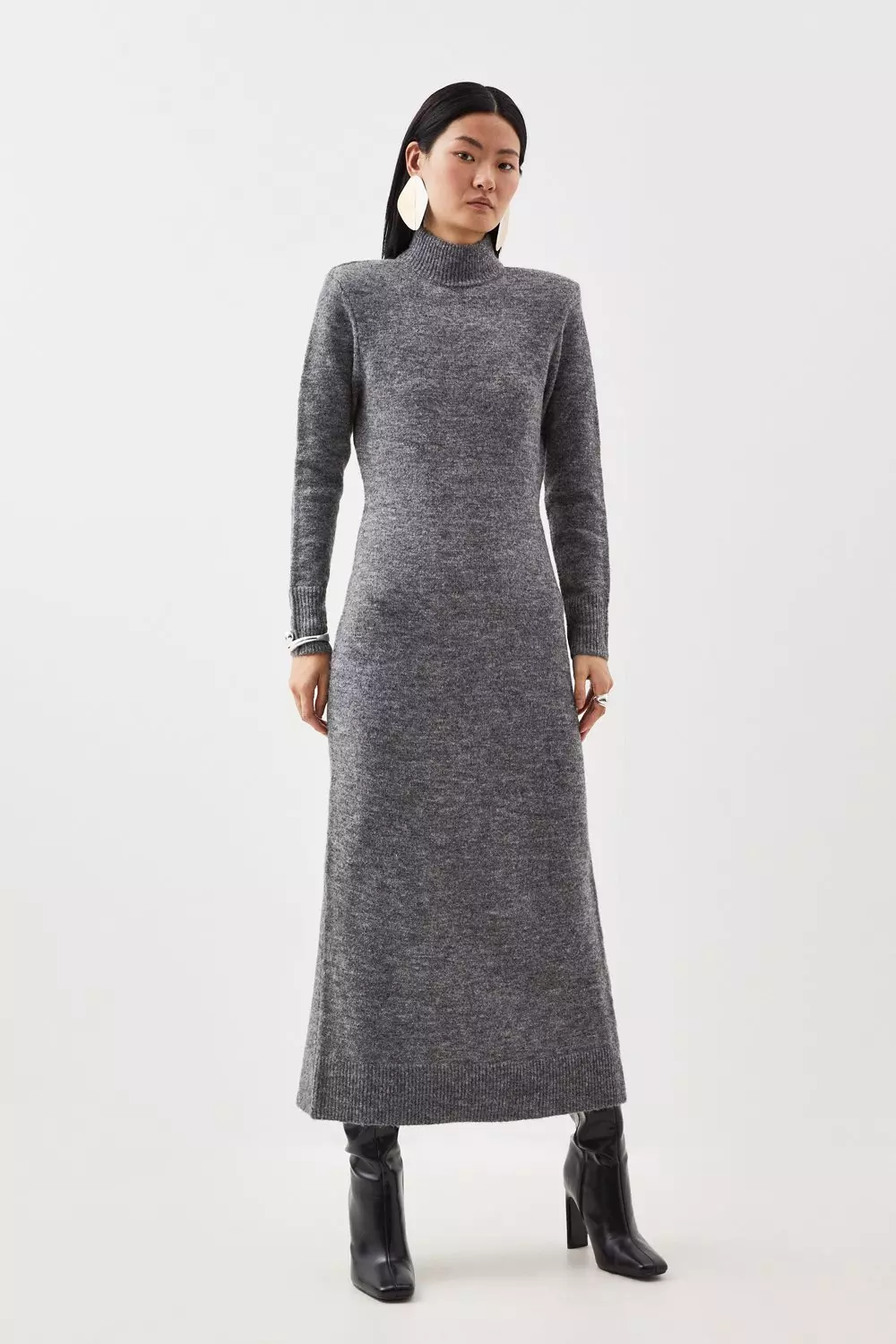 Roll neck 2024 knit dress