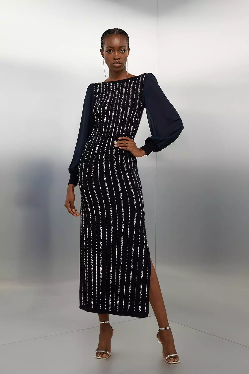 Midaxi dress with sleeves sale