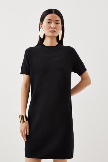 Black Cable Milano Knit Mini Dress