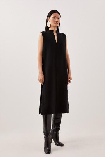 Black Sleeveless Milano Knit Midi Dress