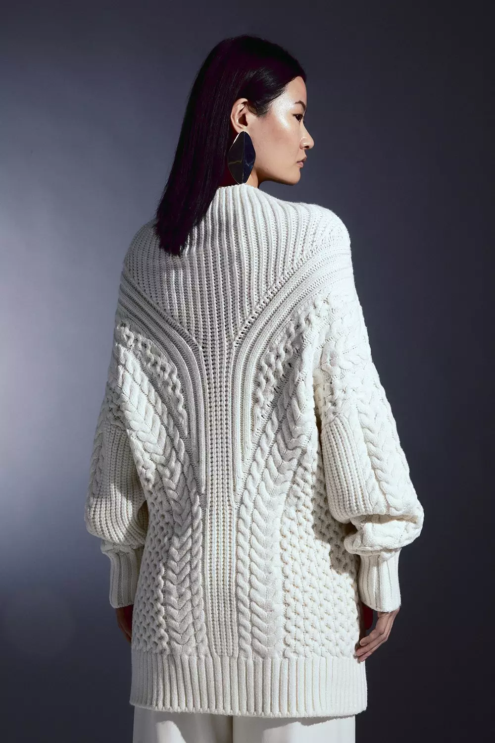 Cable Knit Balloon Sleeve Jumper | Karen Millen