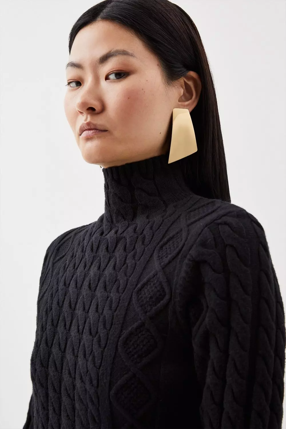 Funnel-neck cable-knit sweater, Contemporaine, Shop Women's Turtlenecks  and Mock Necks