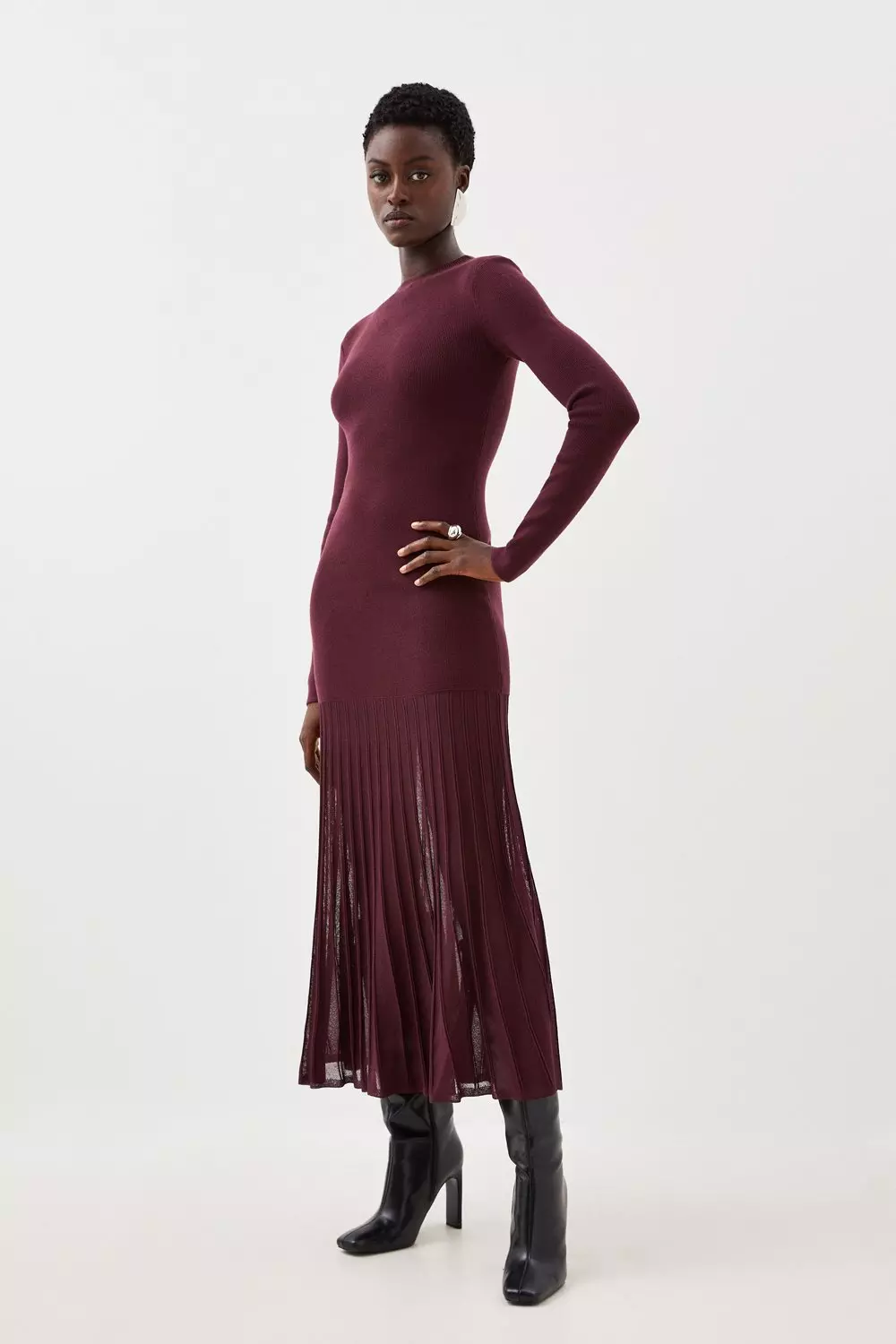 Burgundy sheer outlet dress